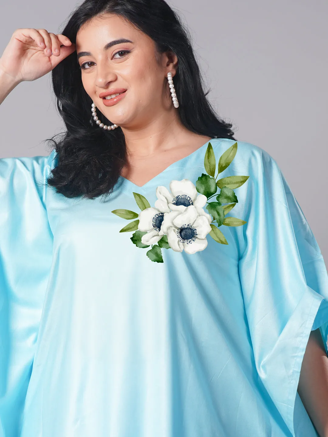 SkyBlue Rayon KaftanKurta - Enchanted