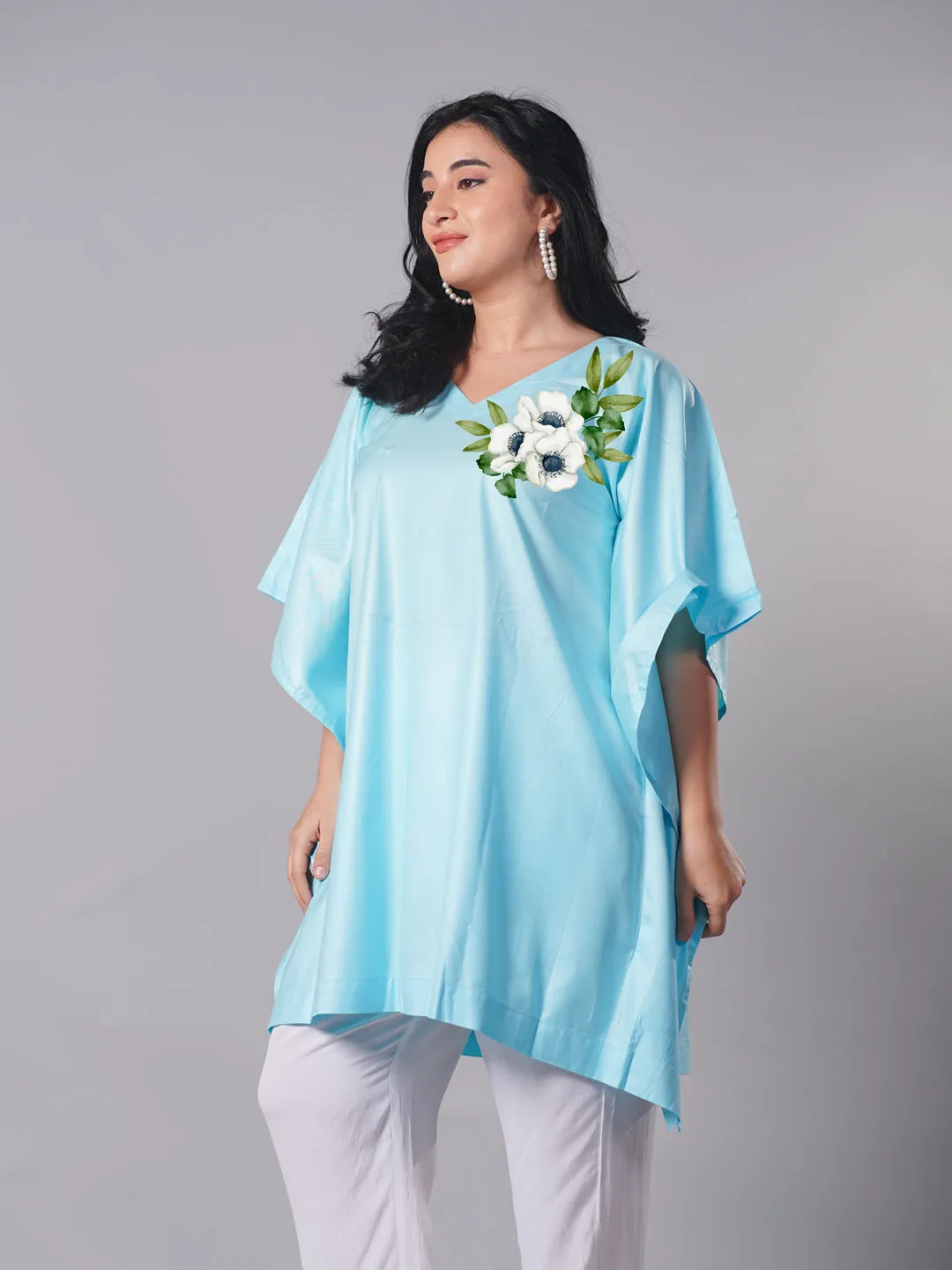 SkyBlue Rayon KaftanKurta - Enchanted