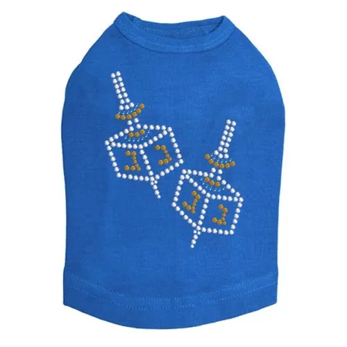 Small Dreidel Blue, Silver, Gold Rhinestuds Tank Top - Many Colors