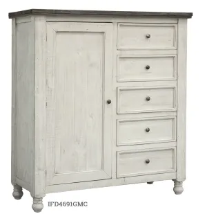 Stone - Chest With 5 Drawer / 1 Door - Antiqued Ivory / Weathered Gray