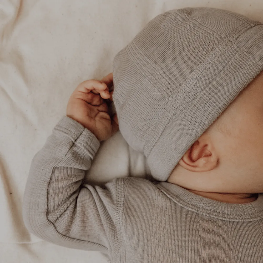 Tothemoon ☾ - Newborn Beanie - Wool & silk - Needle pattern - Dove