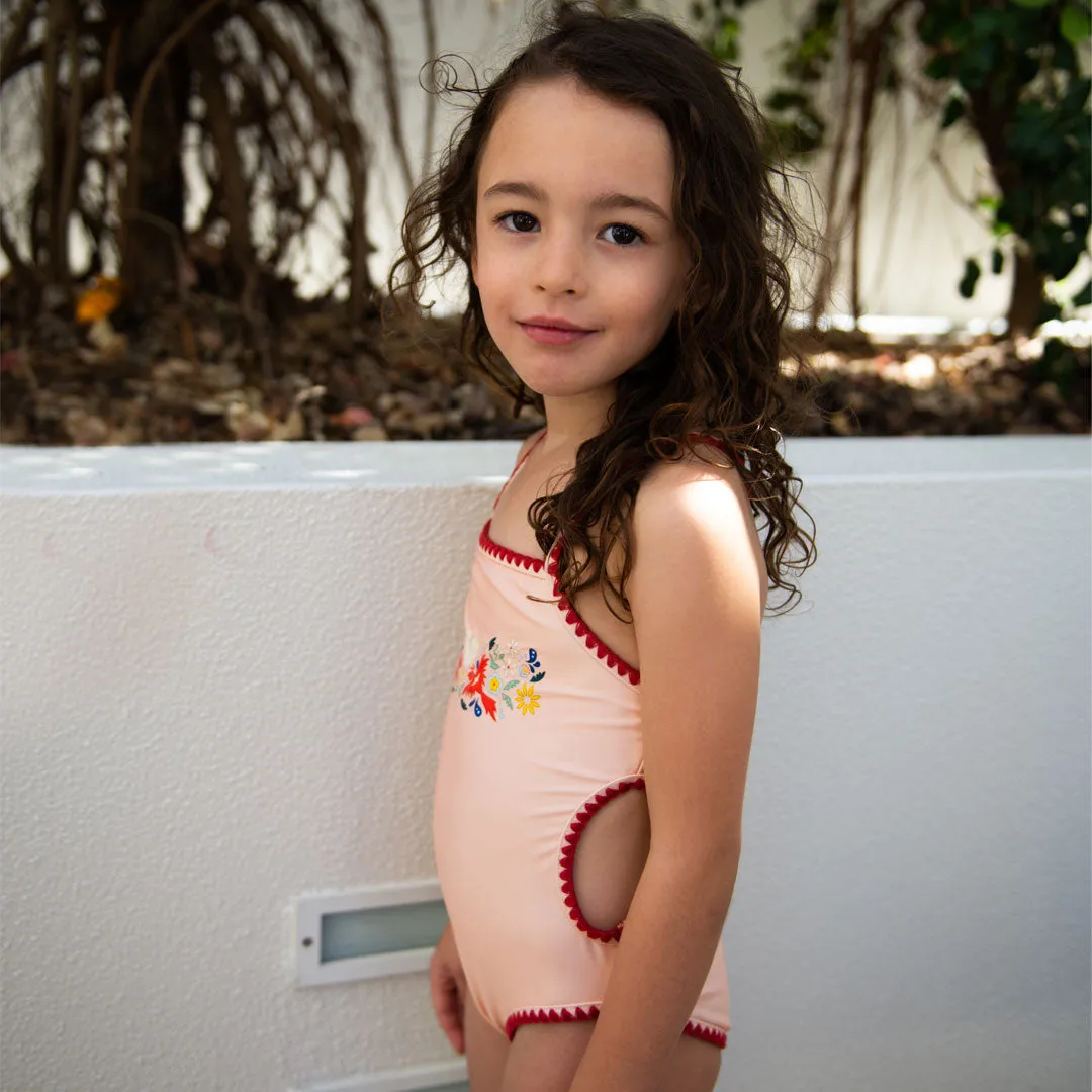 Tyoub Kids Embroidered Swimsuit Vanilla Fire Bird Placement Print