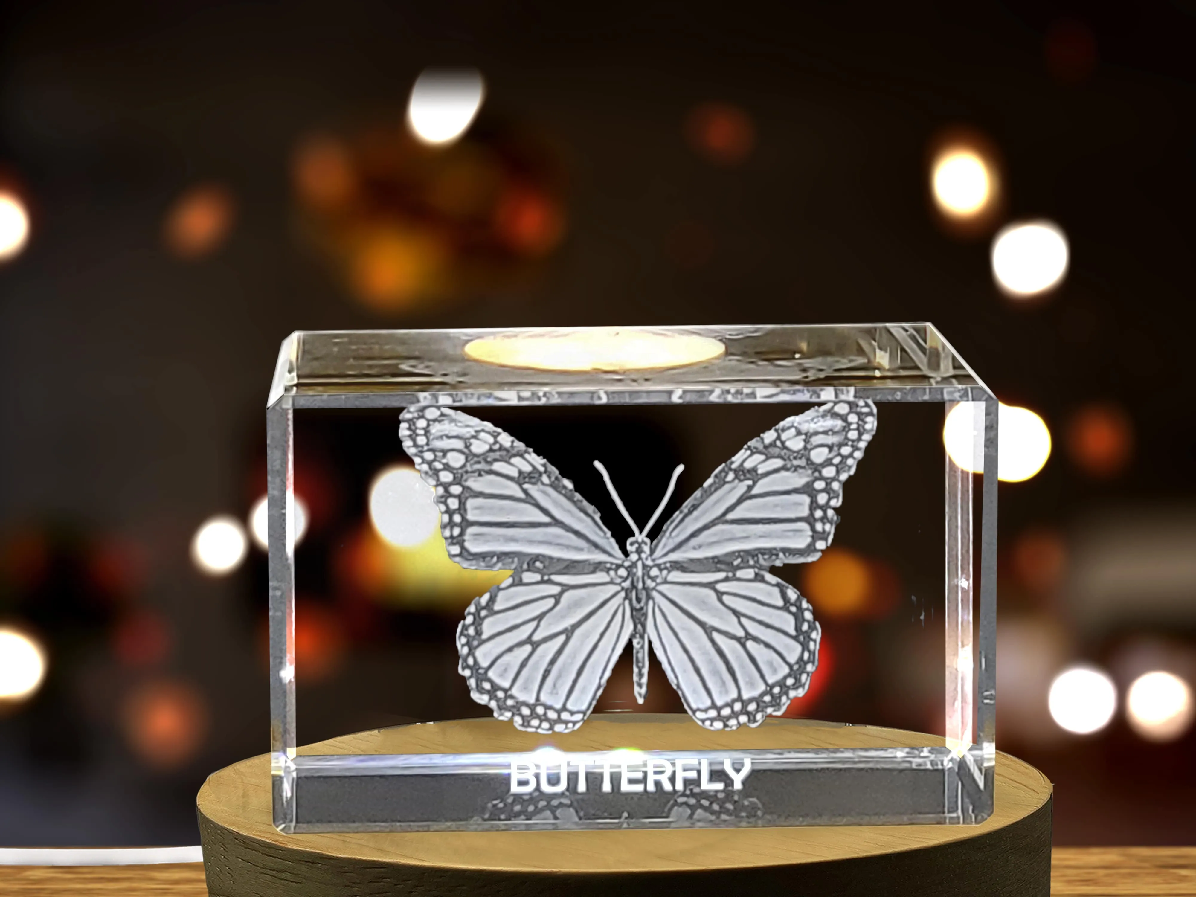 Unique 3D Engraved Crystal with Butterfly Design - Perfect Gift for Nature Lovers