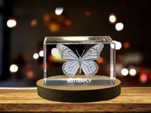 Unique 3D Engraved Crystal with Butterfly Design - Perfect Gift for Nature Lovers