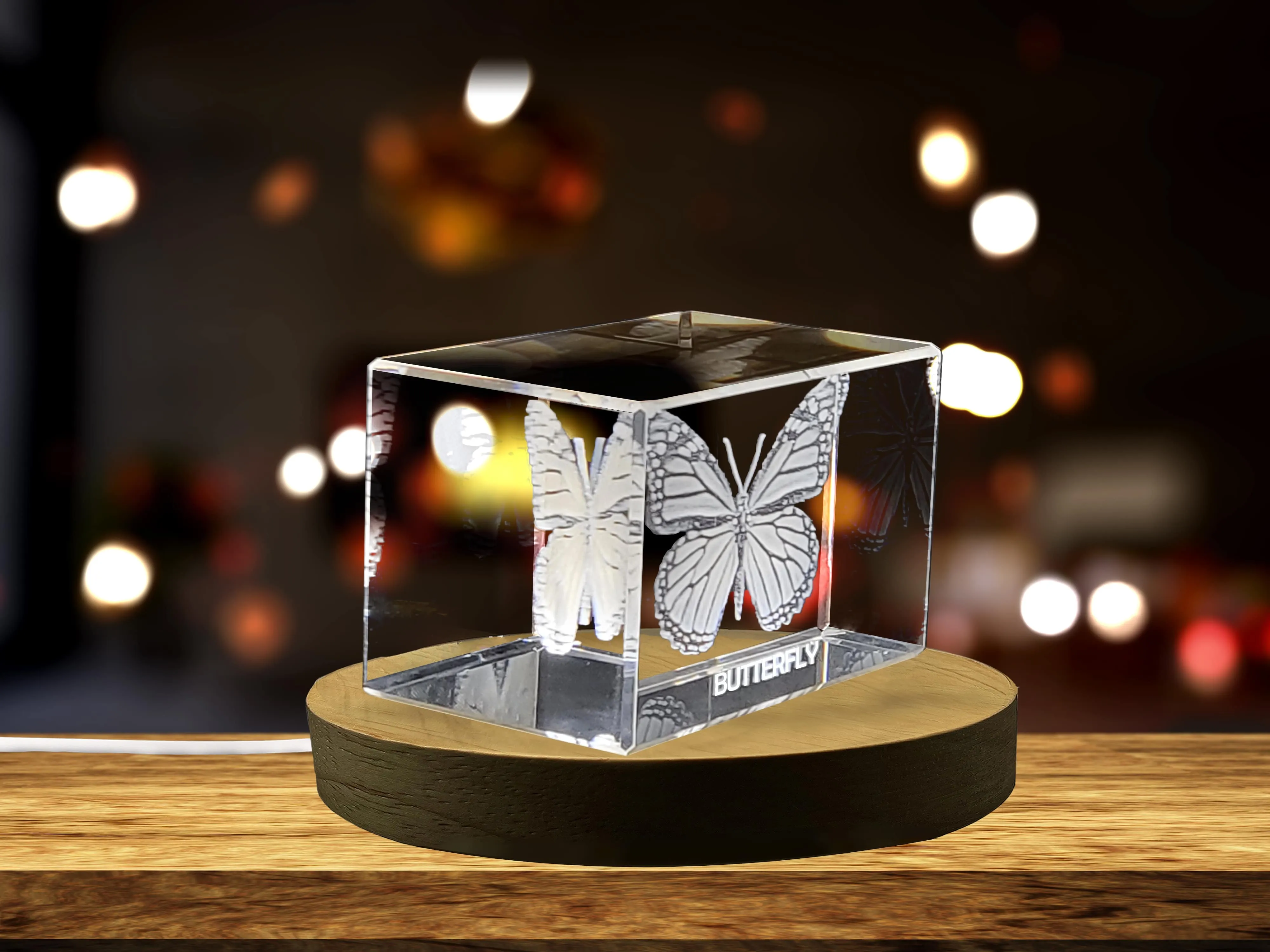 Unique 3D Engraved Crystal with Butterfly Design - Perfect Gift for Nature Lovers