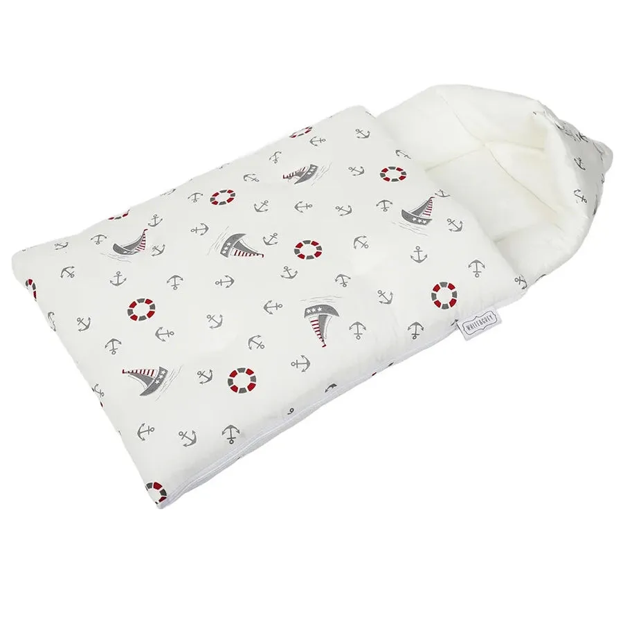 White & Grey Baby Sleeping Bag - Boat