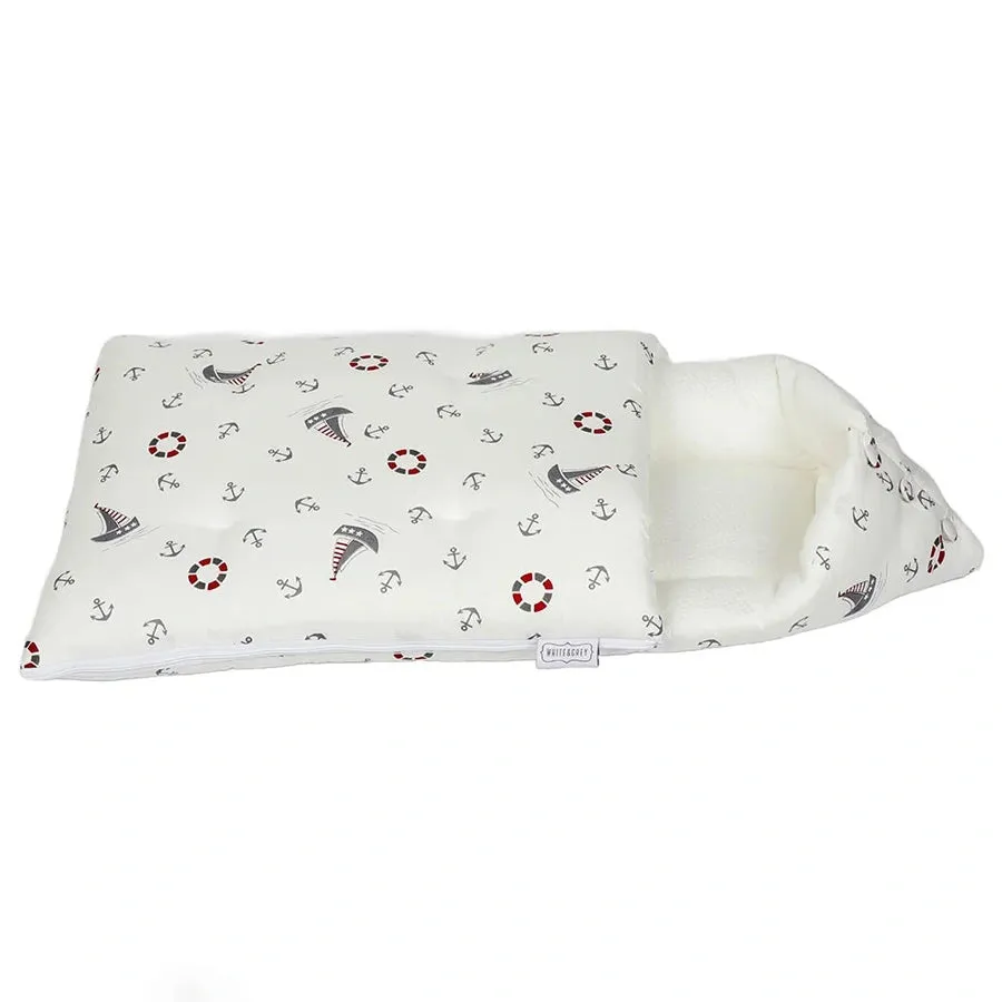 White & Grey Baby Sleeping Bag - Boat