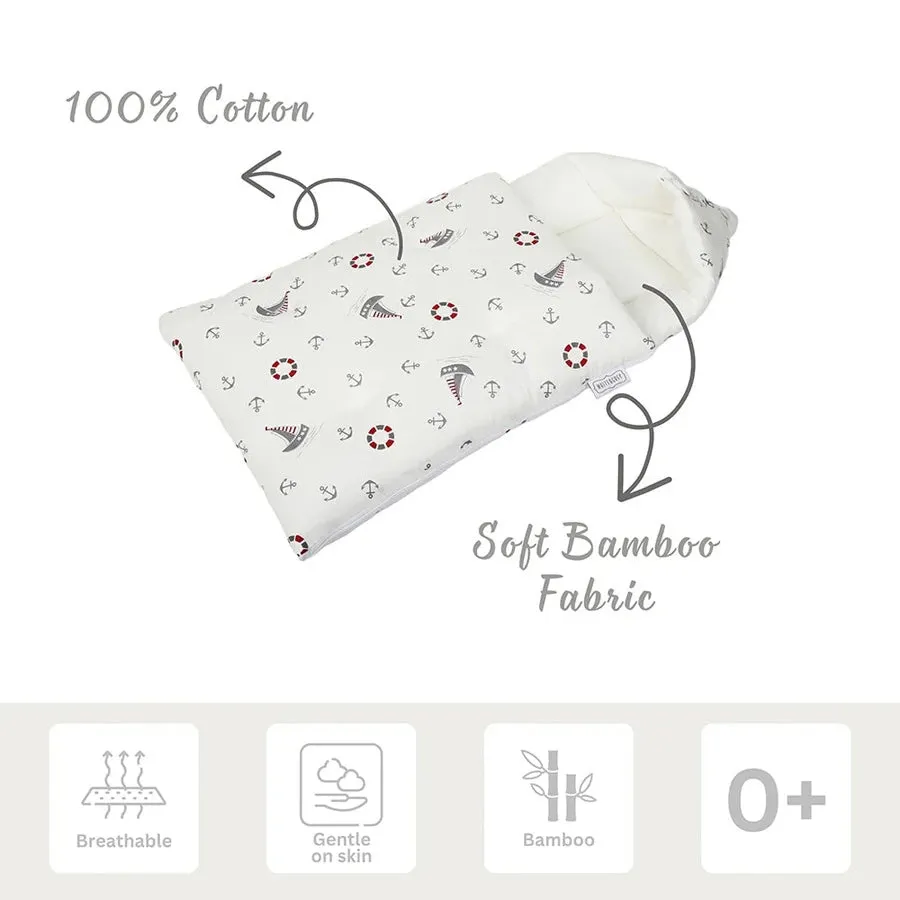 White & Grey Baby Sleeping Bag - Boat