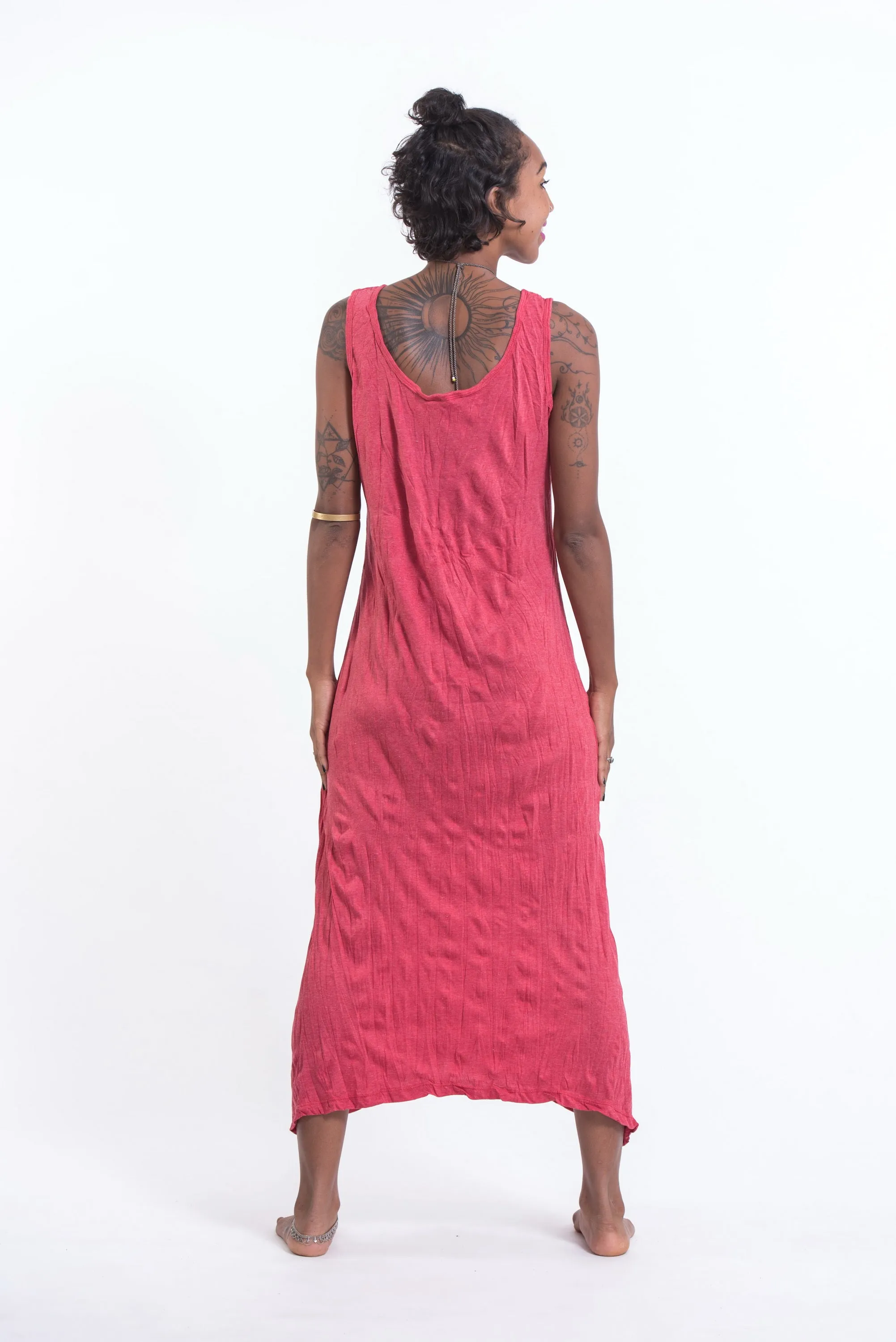 Womens Dreamcatcher Long Tank Dress in Red