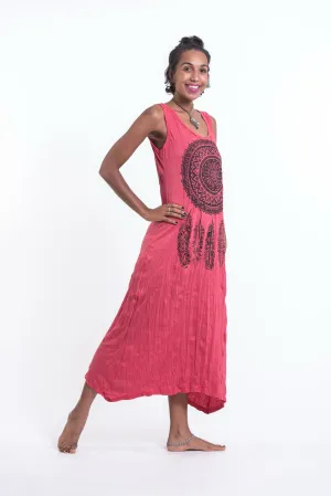 Womens Dreamcatcher Long Tank Dress in Red