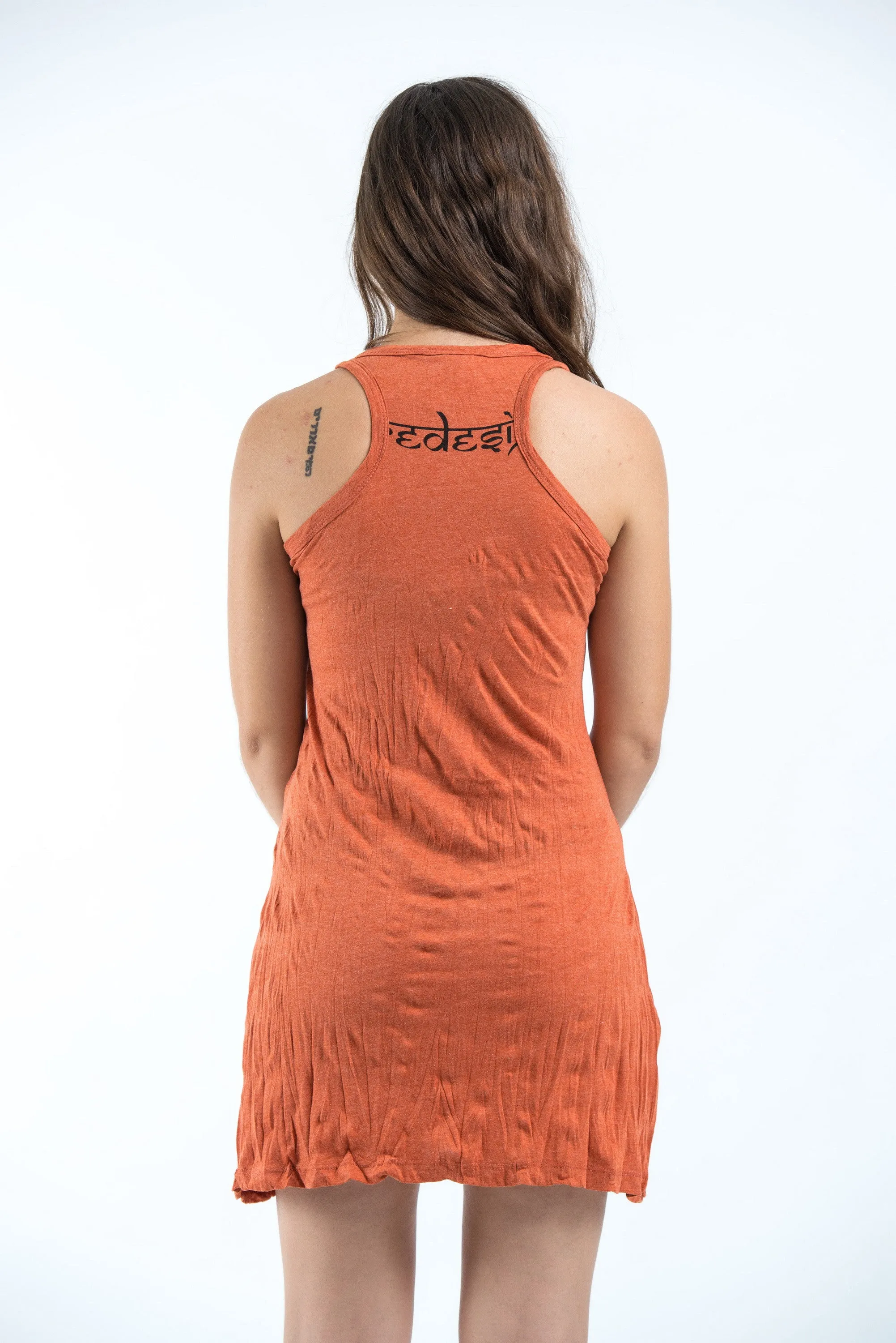 Womens Ganesh Mantra Tank Dress in Orange