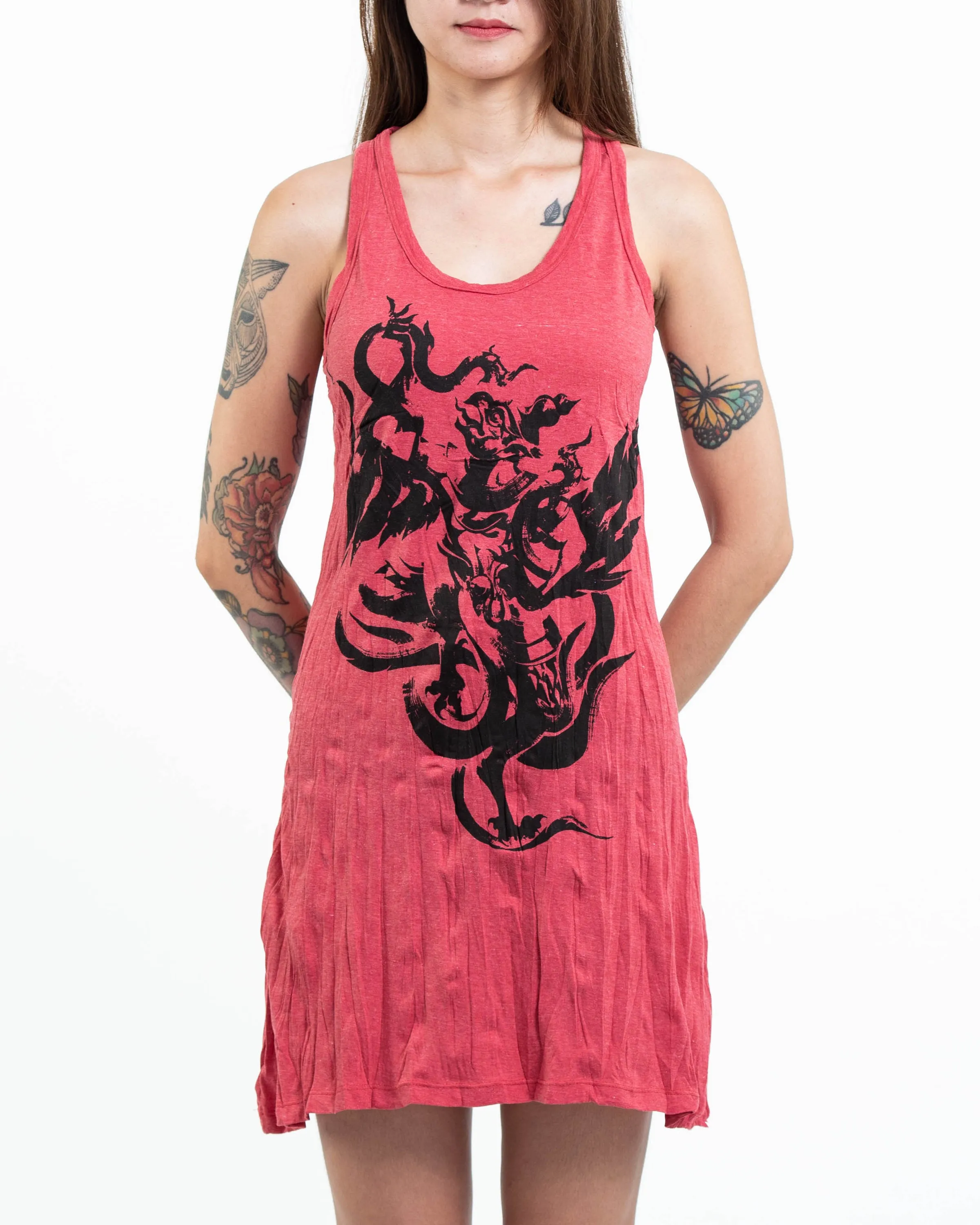 Womens Garuda Tank Dress in Red