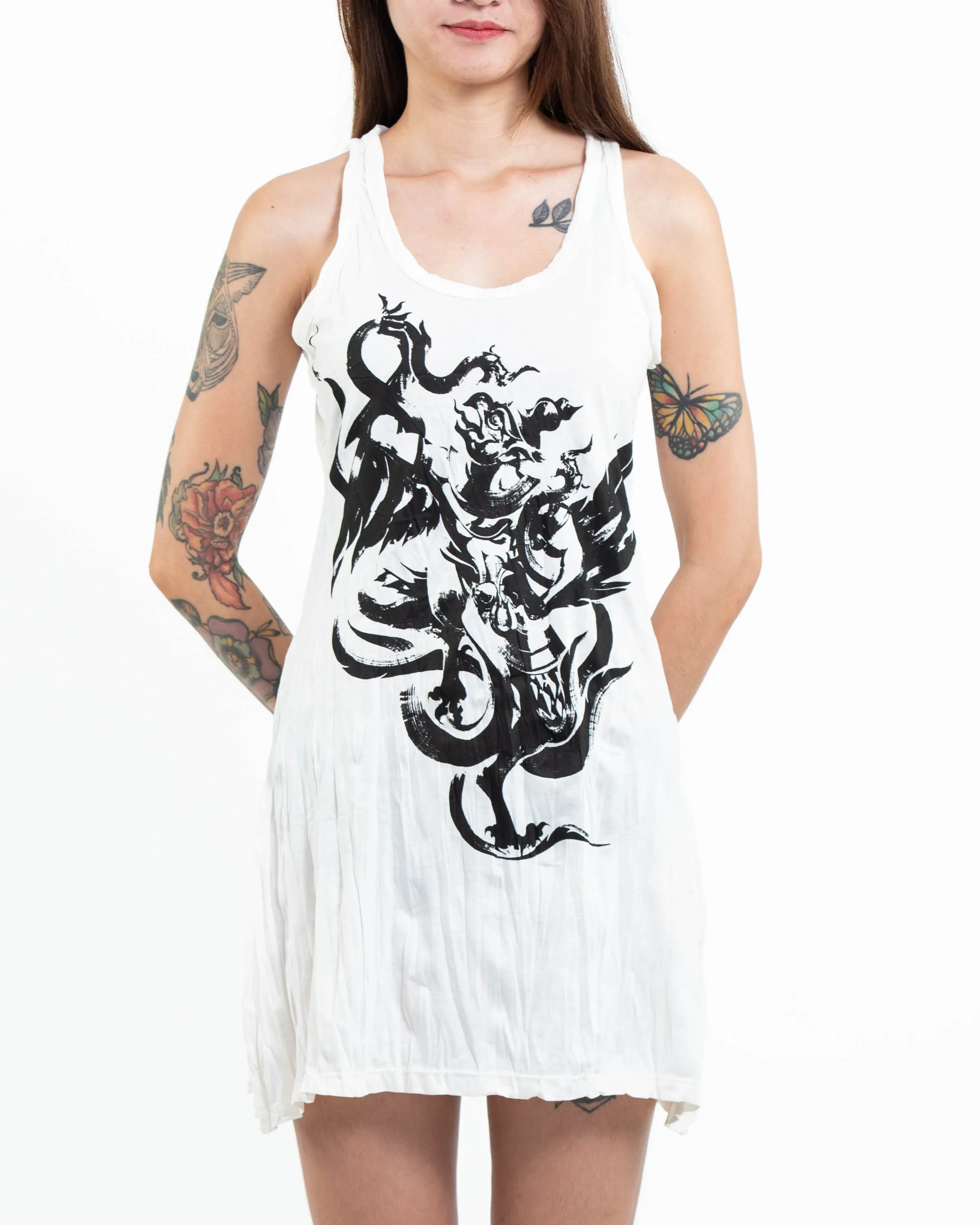 Womens Garuda Tank Dress in White