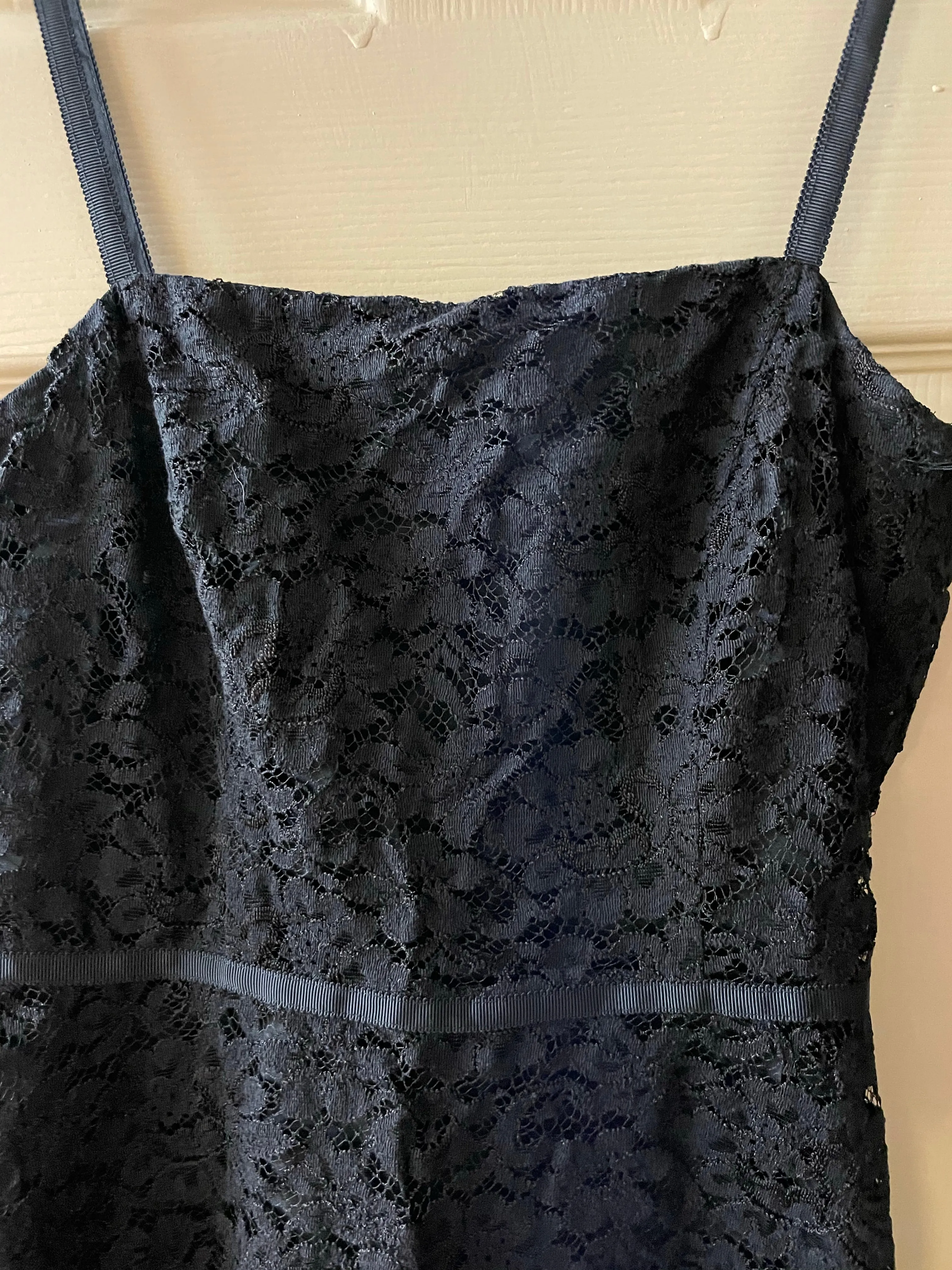 Womens Juniors ANN TAYLOR Petites Black Lace Sleeveless Fit/Flare Dress Sz 0P Party