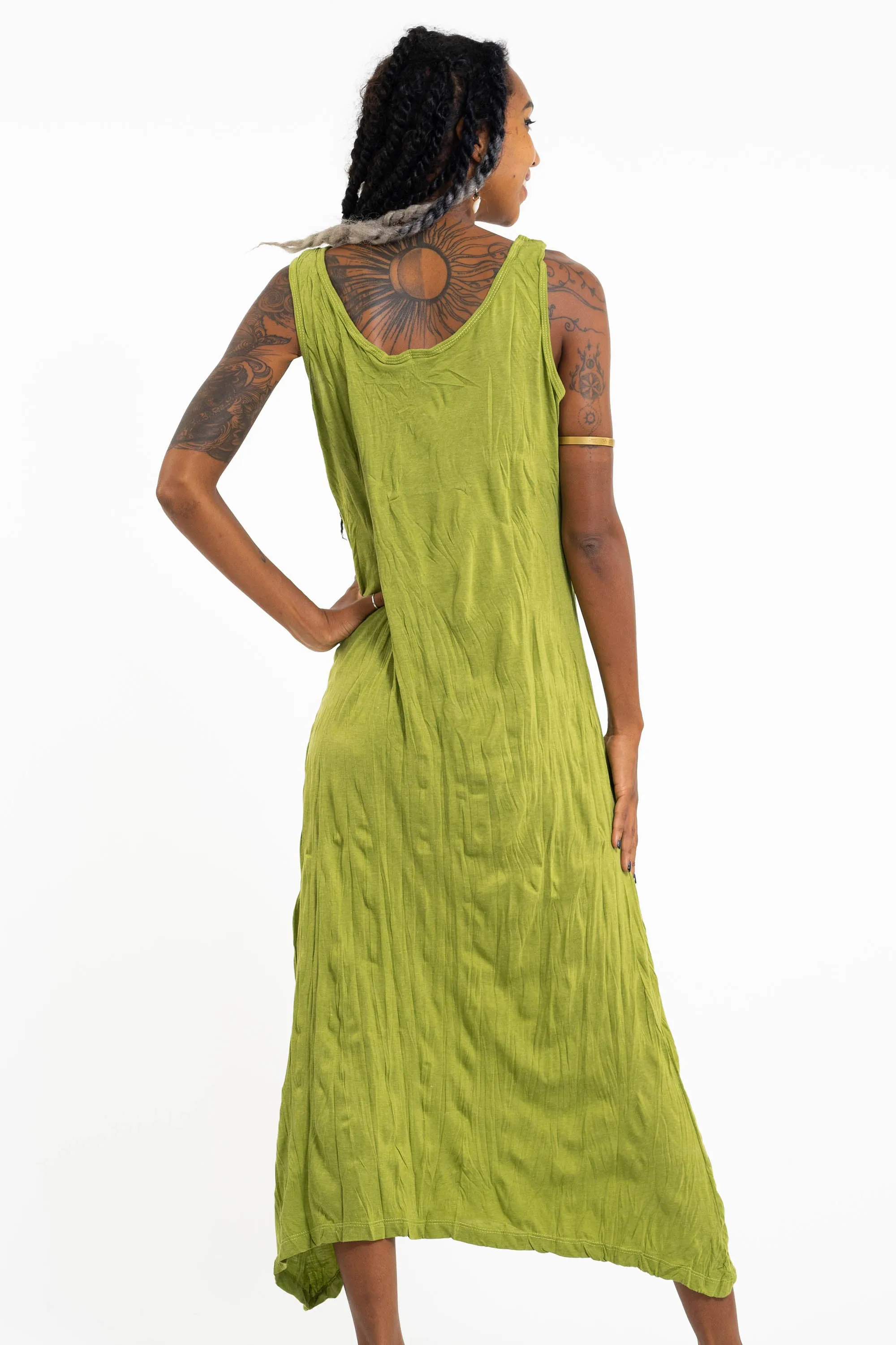 Womens Lord Ganesh Long Tank Dress in Lime