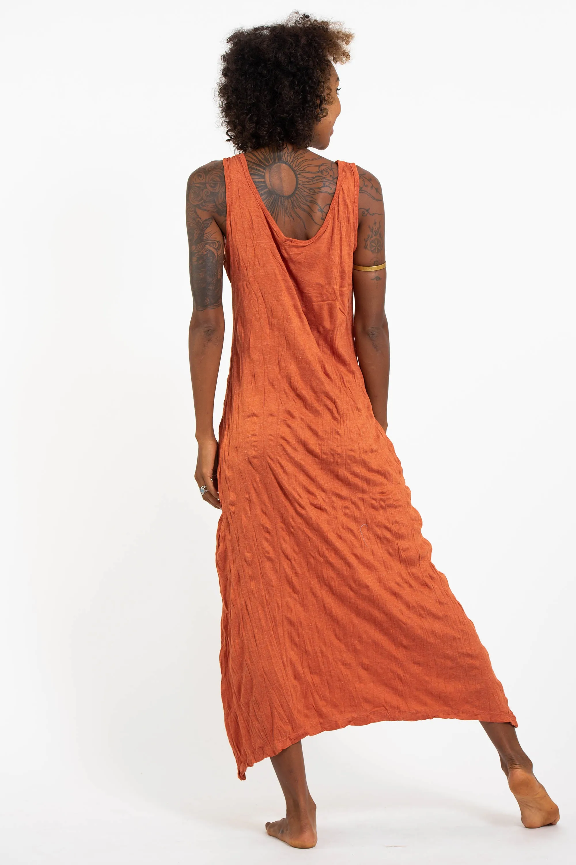 Womens Octopus Long Tank Dress in Orange