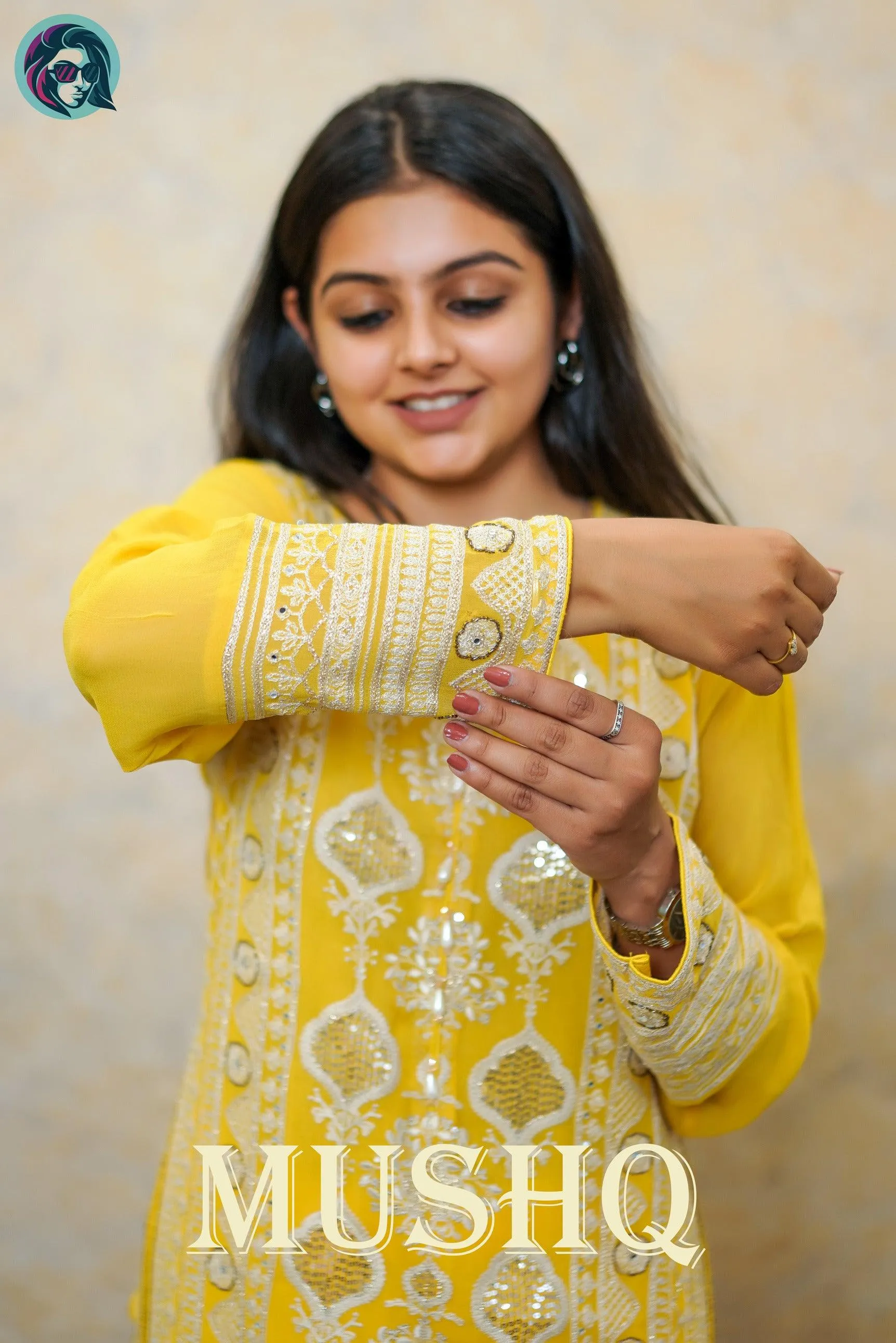 Zest Yellow Silver Embroidered Suit with Intricate Detailing